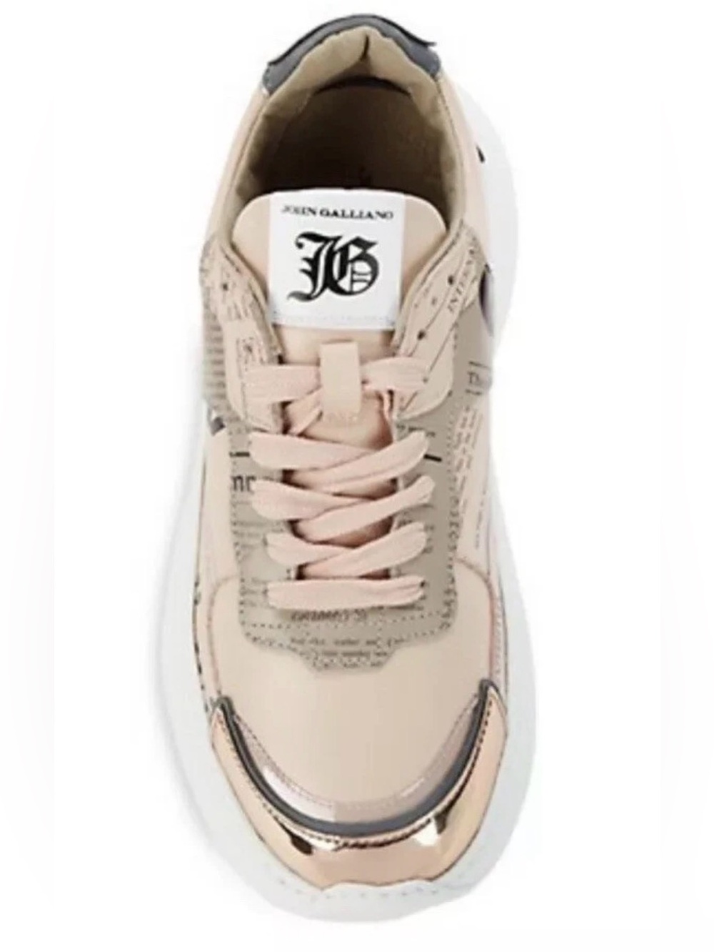 John Galliano Newspaper Print Leather Women's Sneakers Shoes Size 41 Paid $395